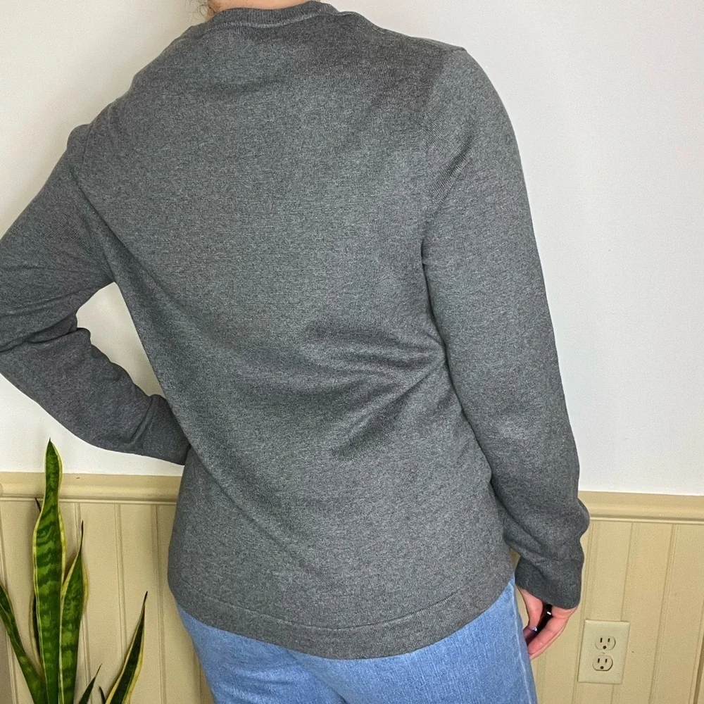 J.Crew Gray Striped Sweater 100% Cotton Soft Lightweight Unisex Women’s Sz M